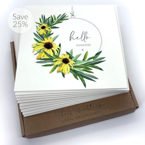 Coffret mixte de 10 cartes de vœux d’occasion de luxe - Belle aquarelle délicate de plantes et de fleurs. Fait à la main avec du cristal - ÉCONOMISEZ 25%