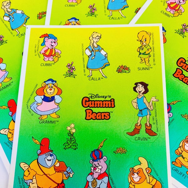 1985 Disney The Gummi Bears Sticker Sheet