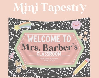 Welcome Classroom Tapestry, Composition Notebook Classroom Decor, Teacher Gift, Teacher Appreciation