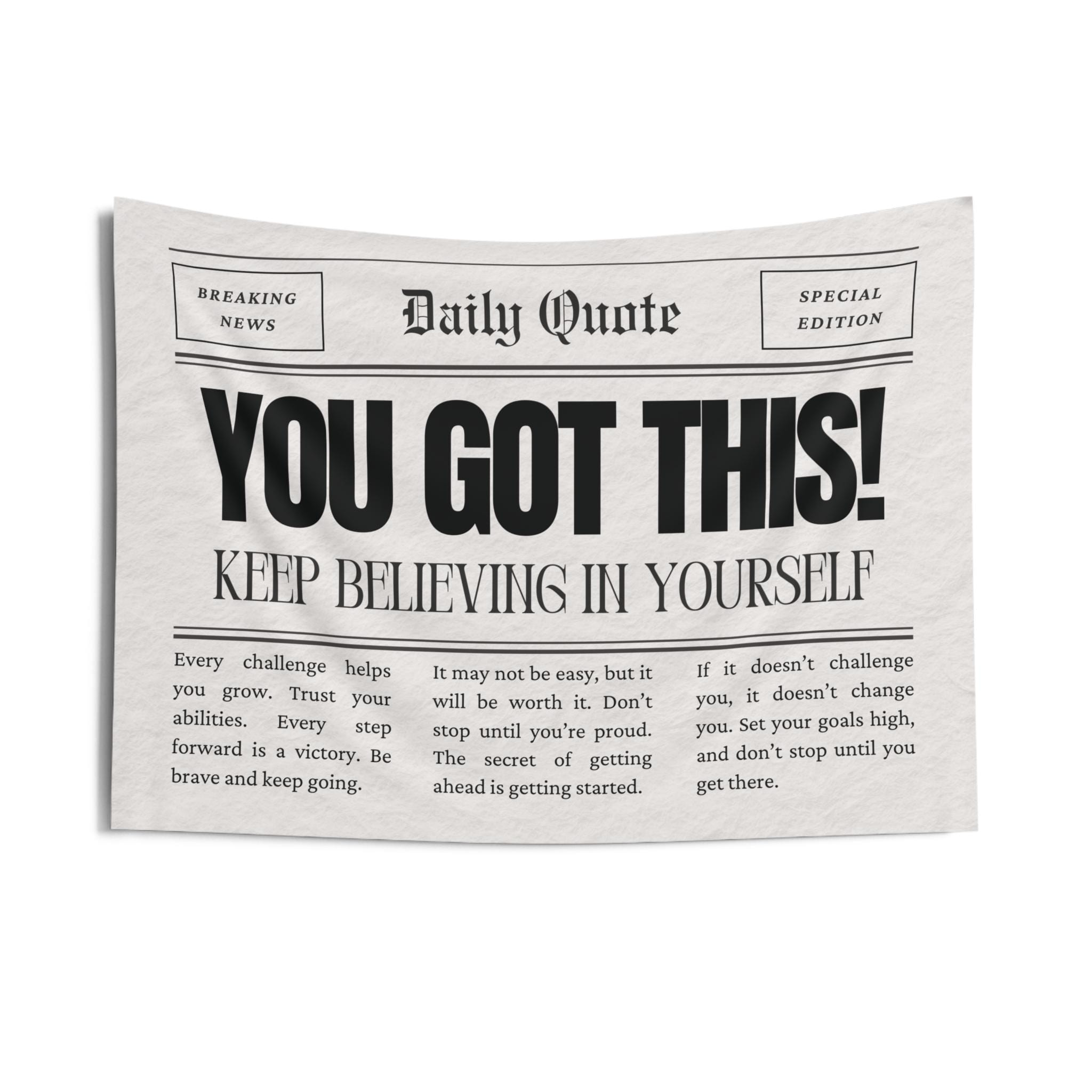 You Got This Classroom Tapestry, Newspaper Decor, Classroom Decor, Inspiration Classroom Decor, Growth Mindset, Teacher Gift