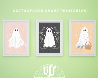 Cottagecore Ghost Printable, Halloween printable, Playroom decor, Seasonal Playroom decor, Cute pink halloween, Printable wall decor