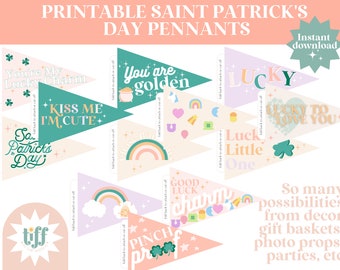 Saint Patrick&#39;s Day Pennant Flags • Saint Patrick&#39;s Day Decor • Saint Patrick&#39;s Day Printable • Instant Download