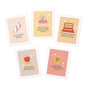 Cartes d'appréciation de l'enseignant, cartes de remerciement de l'enseignant, cartes de vœux multi-conceptions pour cadeau de l'enseignant (lot de 5)