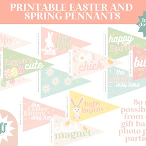 Easter Pennant Flags • Easter Decor • Easter Printable • Instant Download  • Spring Decor
