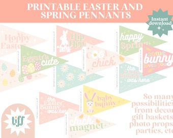 Easter Pennant Flags • Easter Decor • Easter Printable • Instant Download  • Spring Decor