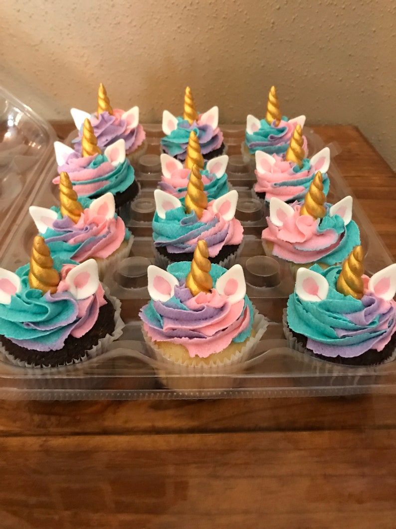 Edible Unicorn Cupcake Toppers One Dozen Unicorn Party Etsy