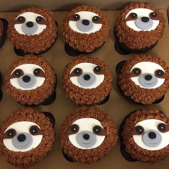 Sloth Party Details about  / Edible Sloth Cupcake Toppers 12
