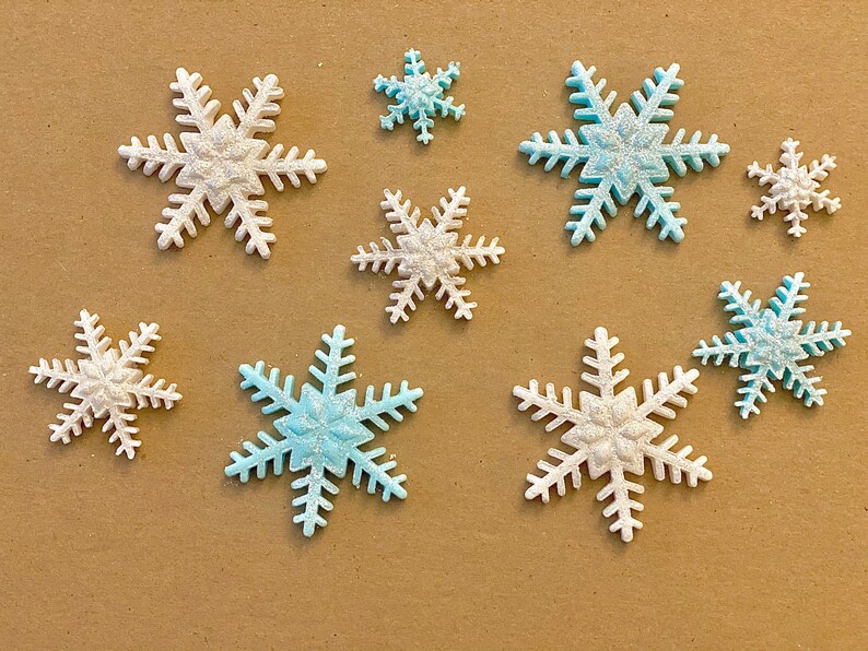 Edible sparkling snowflakes set of 18 Etsy