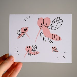 Carte de voeux vierge // Moustiques // Insectes // Oeuvres d'art originales