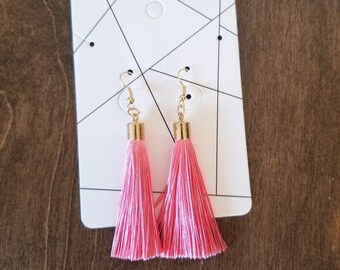 Pink Tassel Earrings //Drop Earrings // Dangle Earrings //  Boho Earrings // Tassel Earrings // Earrings // Statement Earrings