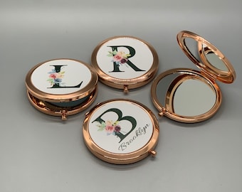 Custom Compact Mirror // Rose Gold // Bride // Mothers Day // Bridesmaid Gift // Bridal Party Gift // Personalized // Letter Compact