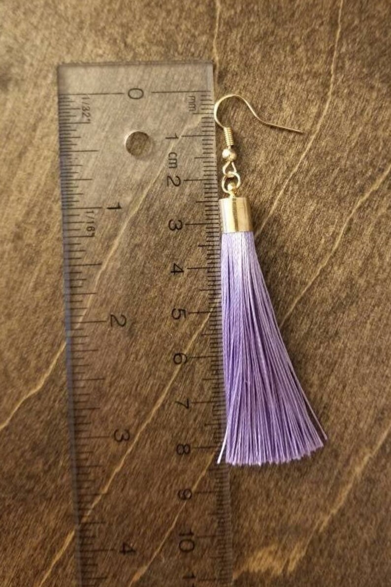 Violet Tassel Earrings //drop Earrings // Dangle Earrings // Etsy