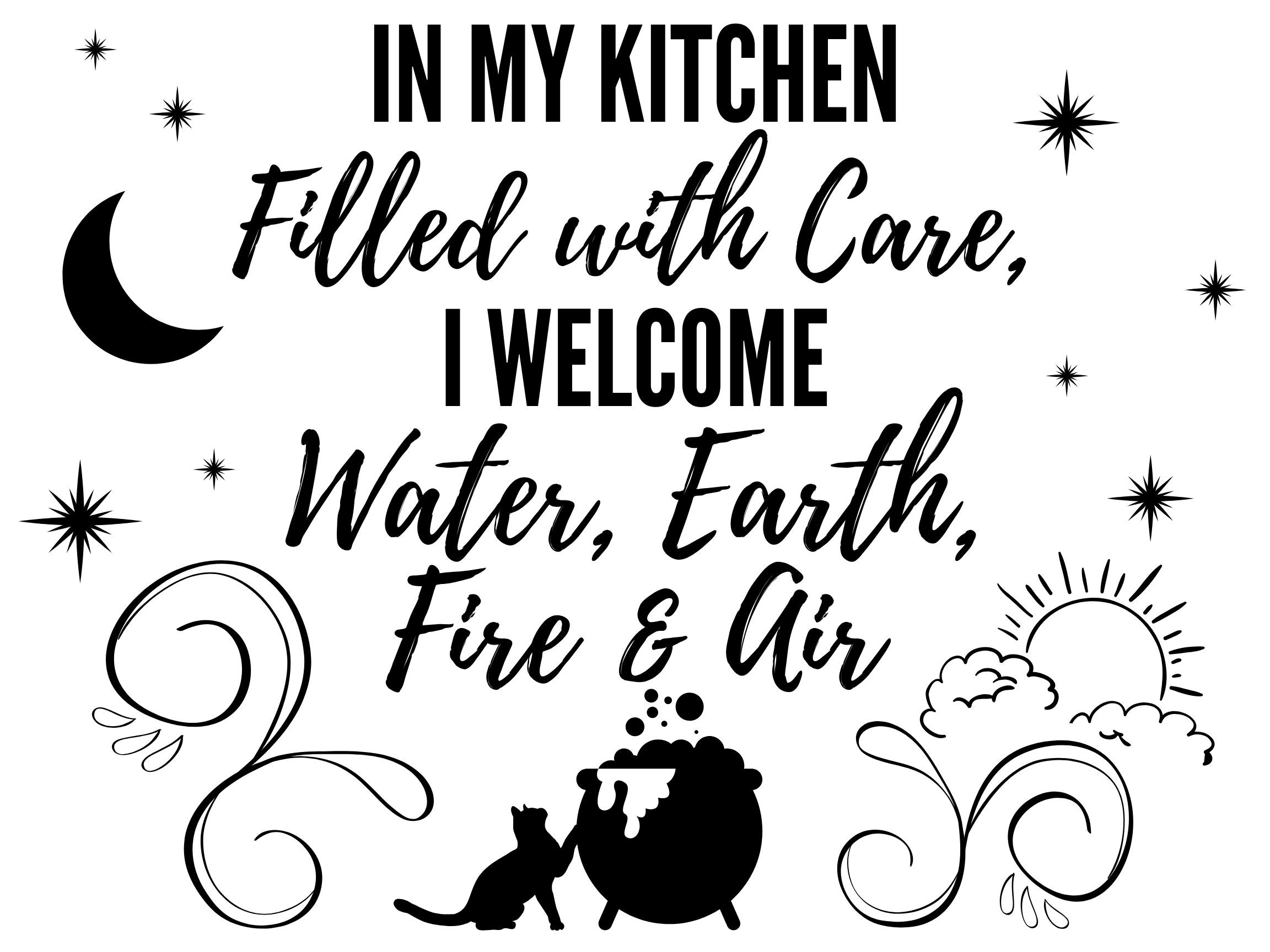 Witch Wall Art Print Digital Download Black and White Wall Etsy