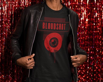 Camiseta con ojo inyectado en sangre pixelado: Videojuegos retro, gráfico de ojo rojo