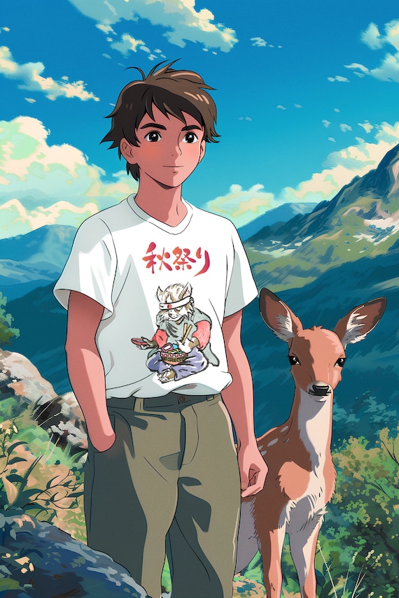 Neko Matsuri Shirt, Retro Anime Cat, Ukiyoe Style (Unisex S-XL)