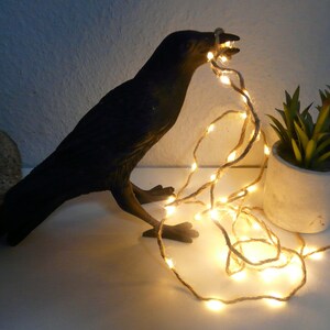 Raven Crow Lamp Floor Lamp Table Lamp with LED Fairy Lights Hemp Rope Party Birthday Bar