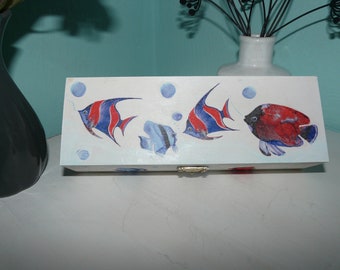 Fish Box Box Casket Wooden Box Jewelry Box Wooden Pencil Box Party Birthday