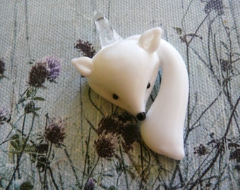 Fox pendant chain chain pendant fox pendant glass pendant white birthday party