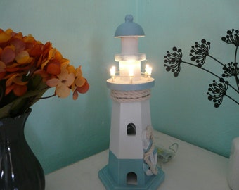 Lighthouse lamp lighthouse decoration lamp table lamp floor lamp with fairy lights natural wood party birthday