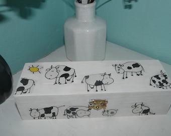 Funny cows box box casket wooden box jewelry box wooden pencil box party birthday
