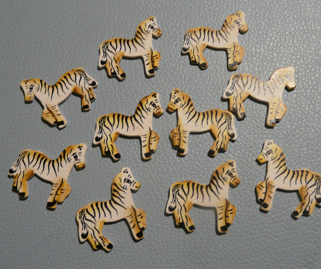 10 Zebras Zebra Scatter Decoration Wood Wooden Zebras Painted Party