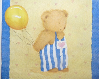 20 Napkins Motif Napkins Little Bear Teddy with Balloon