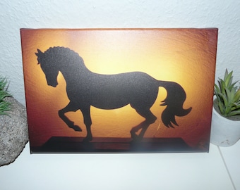 Pferdekopf Wandbild mit Wunschtext Pulverbeschtet Stall-Deko Boxenschild 