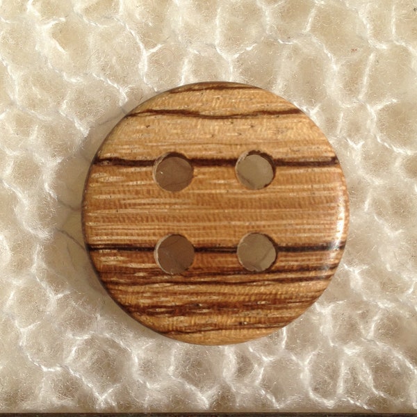 Wooden Buttons, Exotic Wood Buttons, Zebrawood Buttons, Wood Buttons, Decorative Buttons