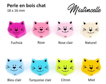 Perle 3D Tête de chat Rose clair Perle en bois de 25 mm