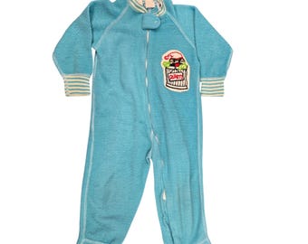 Vintage Toddletime JCPenney Sesame Street Oscar the Grouch Blue Fleece Sleeper 3