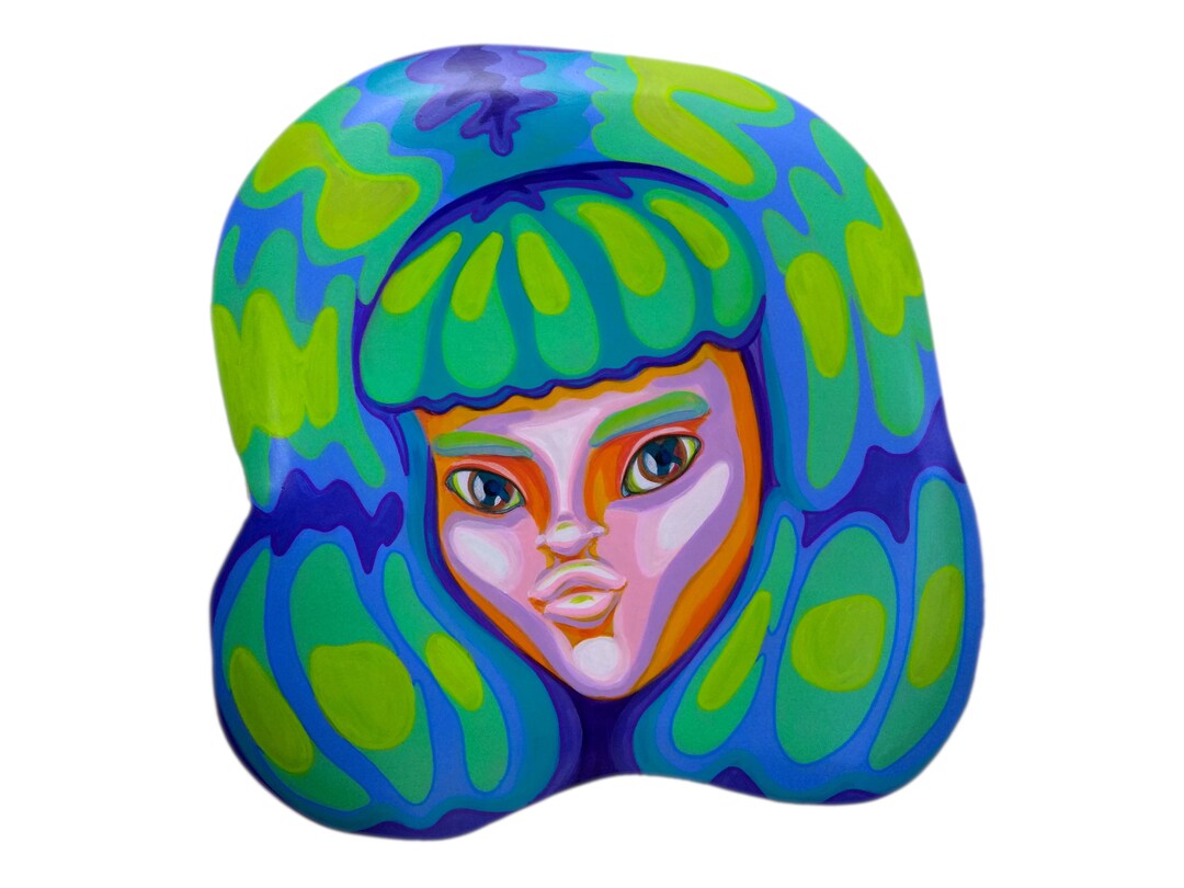 LAVAGRL Tina Don't Play, Original Pop Art Painting on Hand Shaped