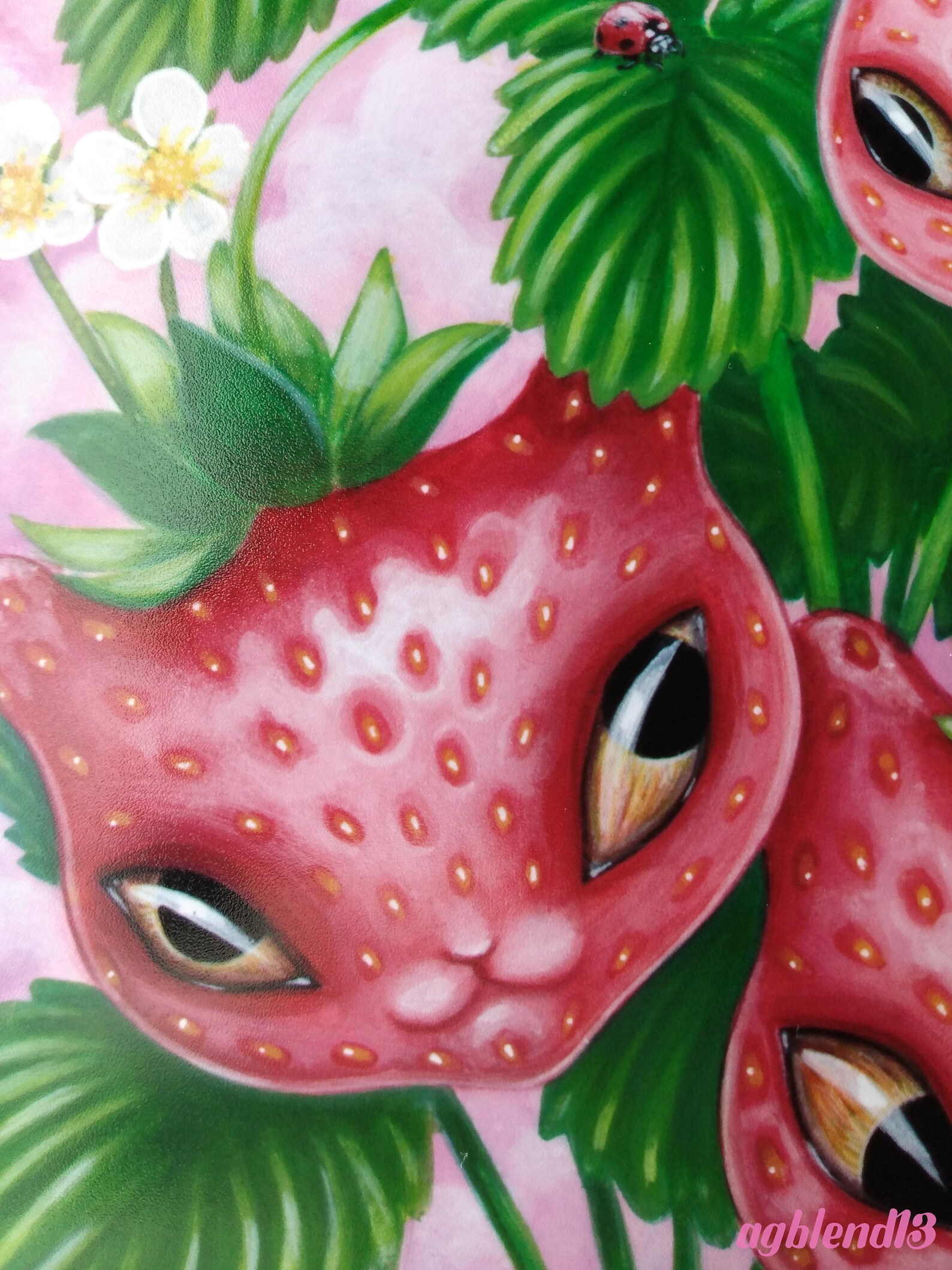 Strawberry Cats 8x10 Art Prints Based on an Original Acrylic Etsy