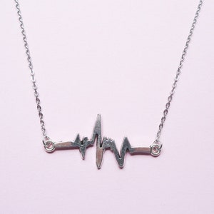 Heartbeat Pulse Necklace | EKG Chain Necklace | Heartbeat Rhythm Pendant Necklace |