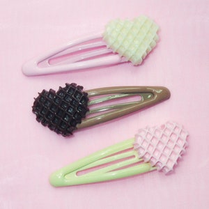 Heart Cookie Hair Clip | Kawaii Cutecore Cabochon Clip | Kawaiicore, Fairy Kei | Harajuku Decora | Coquette Y2K Decoden Pastel Hair Clip