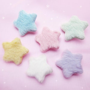 Fuzzy Star Hair Clip | Cutecore Furry Plush Star Hair Clip | Kawaiicore, Fairy Kei | Harajuku Decora | Kawaii Fluffy Pastel Star Hair Clip
