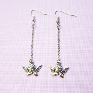 Angel Aesthetic Dangle Earrings | Angelcore Angel Dangle Earrings | Cherub Cupid Angel Wings Kawaii Earrings