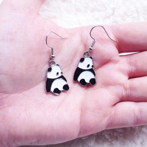 Enamel Panda Earrings | Kawaii Panda Bear Earrings