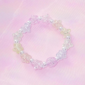 Fairy Kei Pastel Stars Bracelet | Kawaii Cutecore Pearl Bracelet | Kawaiicore Candy Colored Star Kandi | Harajuku Decora Kei Bracelet