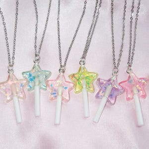 Pastel Star Lollipop Necklace | Fairy Kei Fake Candy Necklace | Party Kei, Kawaii Aesthetic | Harajuku Cutecore | Kawaiicore Soft Girl