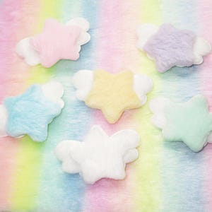 Fuzzy Star Angel Wings Hair Clip | Cutecore Furry Plush Star Hair Clip | Kawaiicore, Fairy Kei | Harajuku | Kawaii Fluffy Star Hair Clip