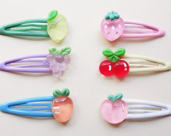 Kawaii Fruit Hair Clip | Cutecore Cabochon Hair Clip | Kawaiicore, Fairy Kei | Harajuku Decora | Coquette Y2K Hair Clip | Indie Kid, Kidcore