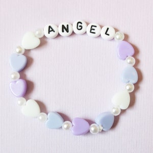Angel Bracelet | Kawaii Angelcore Fairy Kei Bracelet | Y2K Aesthetic Kandi | Cutecore Hearts Pearl Bracelet | Kawaiicore | Harajuku Decora