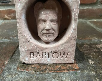 John Perry Barlow Bookend or Wall sculpture.  Cast Stone Celebrating pranksters, Poets , Writers, Artist and Musicians