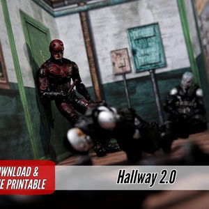 Home Print Diorama - Stampante domestica "Hallway 2.0" - Carta A4 - Per action figure da 1/12 a 6", casa delle bambole, miniatura, download