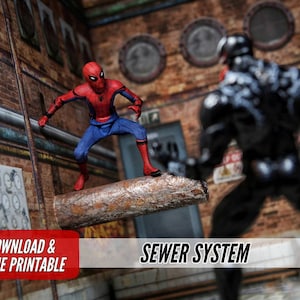 Home Printable Diorama - "Sewer" Digital Download! Home Printing A4 Paper Craft For 1/12 - 6" Action Figures, dollhouse, miniature, Download