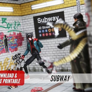 Home Print Diorama - &quot;Subway&quot; Digital Download! Home Printer -A4 Paper Craft - For 1/12 - 6&quot; Action Figures, dollhouse, miniature,