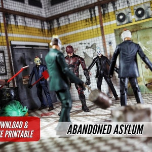 Strona główna Drukowalna Diorama Azylu - Cyfrowe pobieranie Zabawka Fotografia Papier A4 Rzemiosło Dla 1/12 6&quot; Figurki akcji Miniatura domku dla lalek