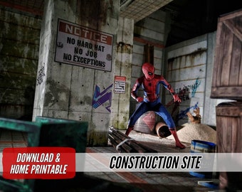 Home Printable Construction Site Diorama-  Digital Download Toy Photography A4 Paper Craft For 1/12  6" Action Figures dollhouse miniature