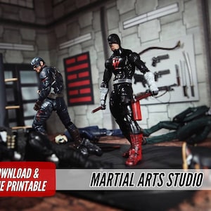 Home Printable Martial Arts Studio Diorama- Digital Download Toy Photography A4 Paper Craft For 1/12  6&quot; Action Figures dollhouse miniature