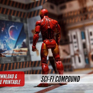 Home Print Diorama  &quot;Sci - Fi Compound&quot; Digital Download! Home Printing A4 Paper Craft  1/12 - 6&quot; Action Figures, dollhouse, toy photography